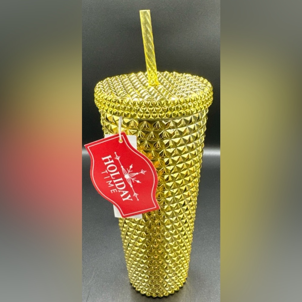 Holiday Time Gold Textured Tumbler B12